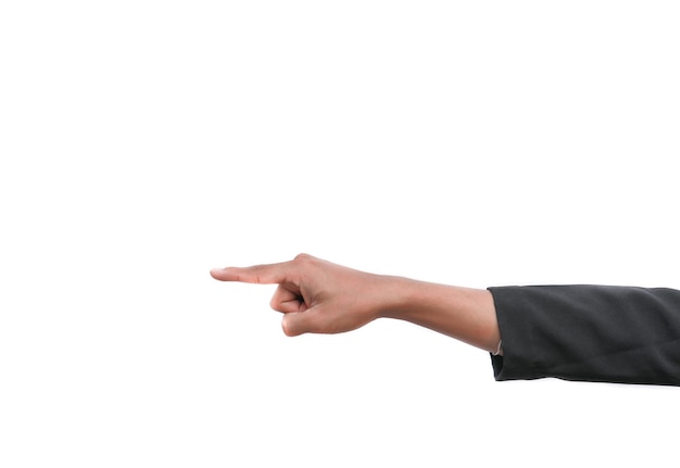 Primer plano de gestos de la mano sobre un fondo blanco