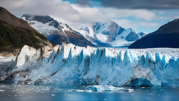 Un primer plano de los glaciares de la región de la Patagonia en Chile