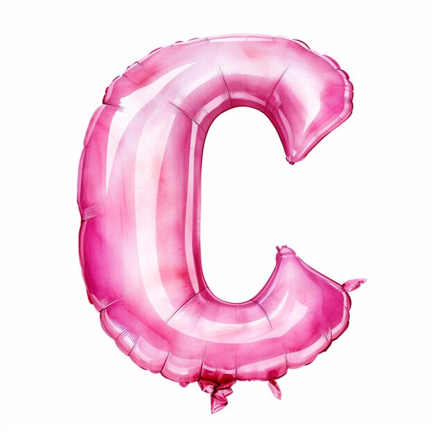 un primer plano de un globo rosa con la letra c sobre un fondo blanco ai generativo