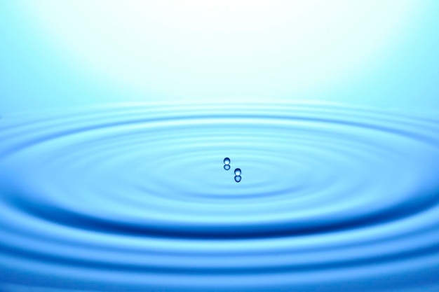 Primer plano de una gota de agua azul ondulada