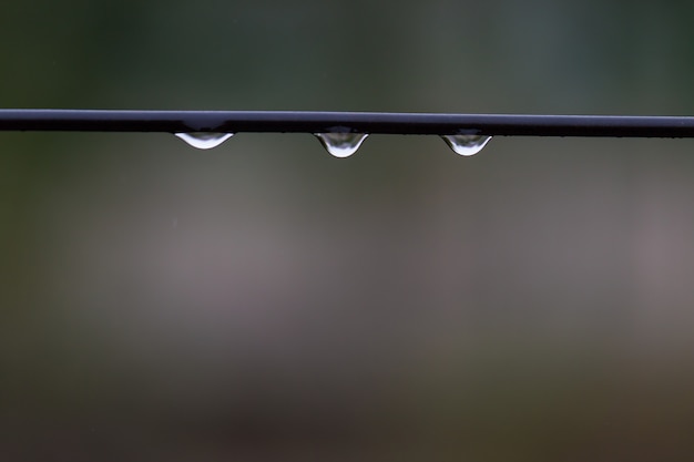 Primer plano de una gota de agua contra una naturaleza.