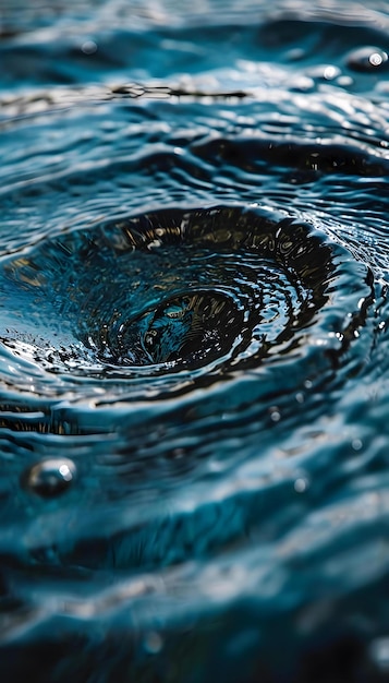 un primer plano de una gota de agua en el océano