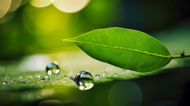 Un primer plano de una gota de lluvia a punto de caer de