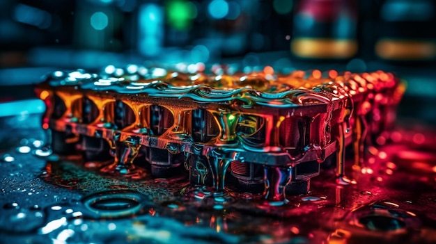 Un primer plano de gotas de agua en la barra de un bar