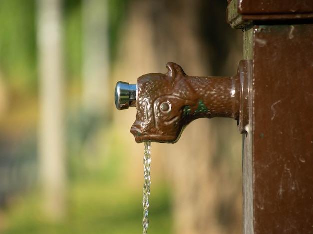 Foto primer plano de las gotas de agua en el metal oxidado