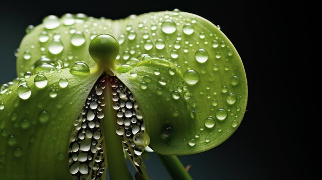 Foto un primer plano de gotas de agua en una planta