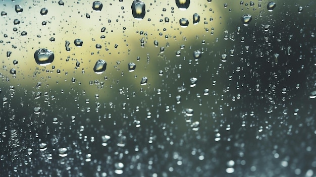 Un primer plano de las gotas de lluvia en una ventana