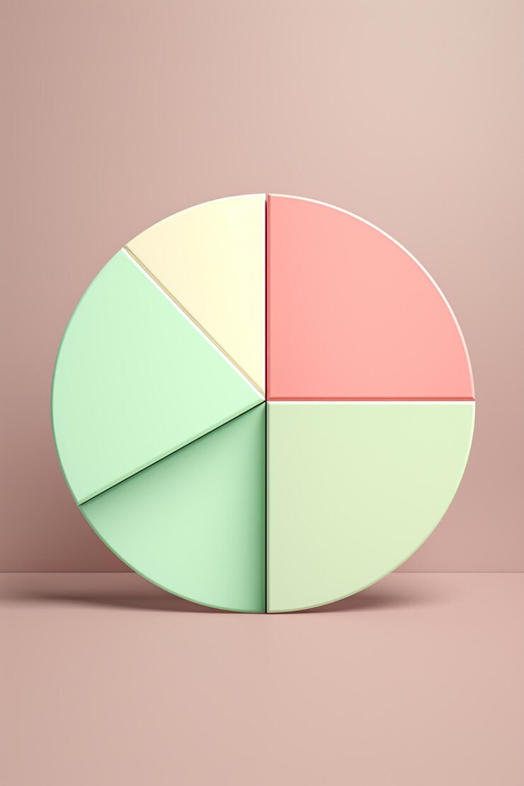 Foto un primer plano de un gráfico de pastel con un fondo rosa ai generative