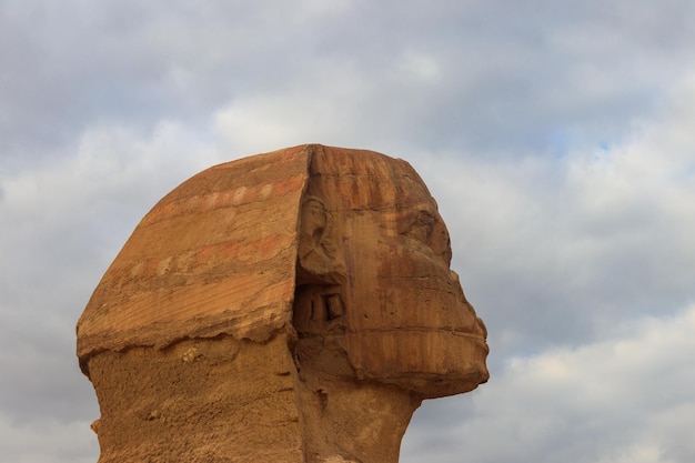 Primer plano de la Gran Esfinge de Giza en El Cairo Egipto