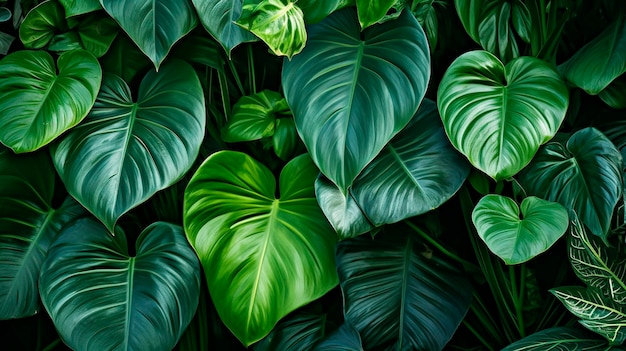 Un primer plano de una gran planta verde con hojas grandes IA generativa