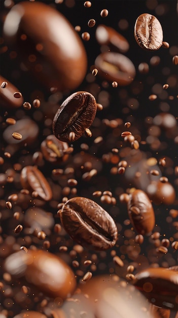 Foto un primer plano de granos de café y granos de cafe