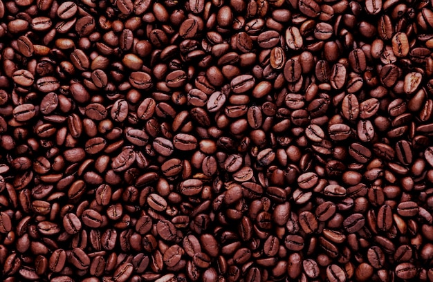 primer plano de granos de café marrón para el fondo