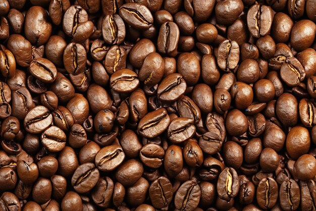 Un primer plano de granos de café con la palabra café