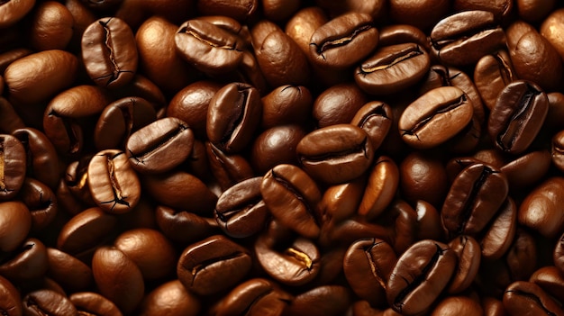 Un primer plano de granos de café con la palabra café