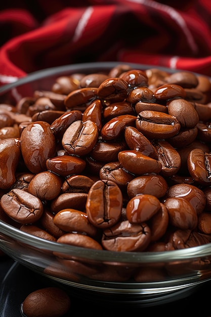 Primer plano de granos de café tostados café colombiano