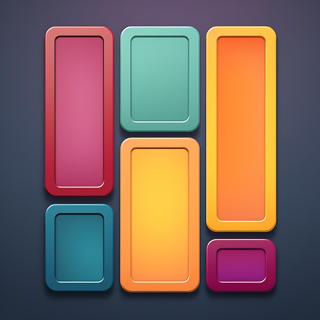 un primer plano de un grupo de botones de colores rectangulares