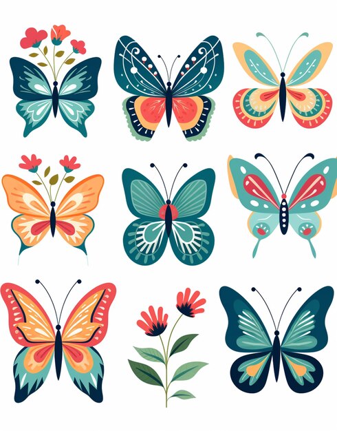 un primer plano de un grupo de mariposas de diferentes colores generativo ai