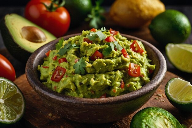 Un primer plano del guacamole casero