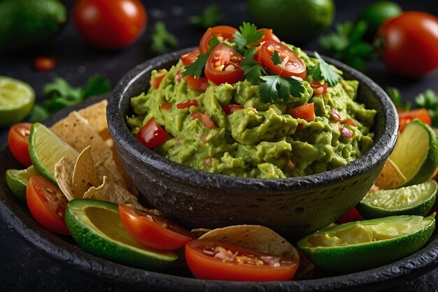 Un primer plano del guacamole casero