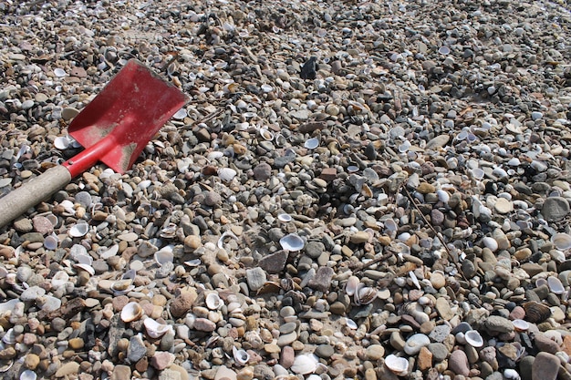 Primer plano de guijarros en la playa