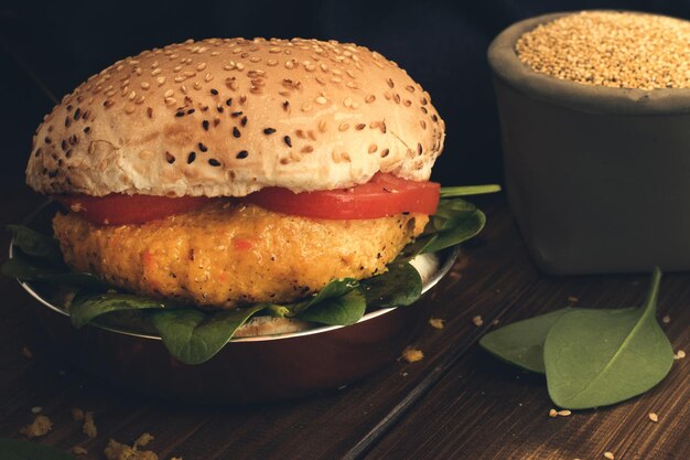 Foto primer plano de una hamburguesa