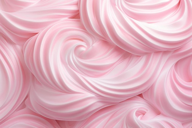 un primer plano de un helado rosa y blanco.