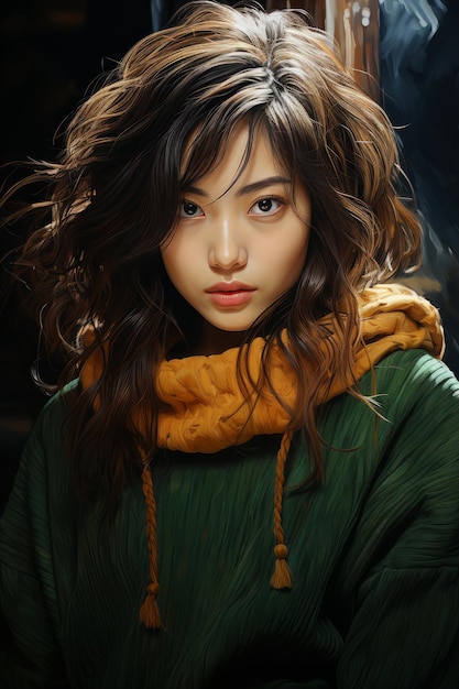 Un primer plano de una hermosa chica coreana