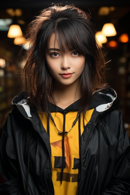 Un primer plano de una hermosa chica coreana