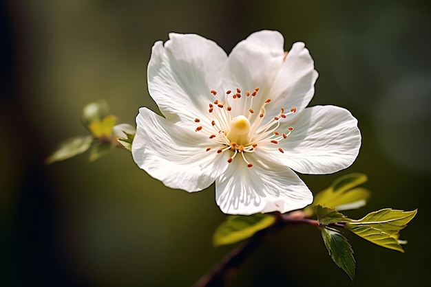 Foto un primer plano de una hermosa flor blanca con gotas de agua en los pétalos