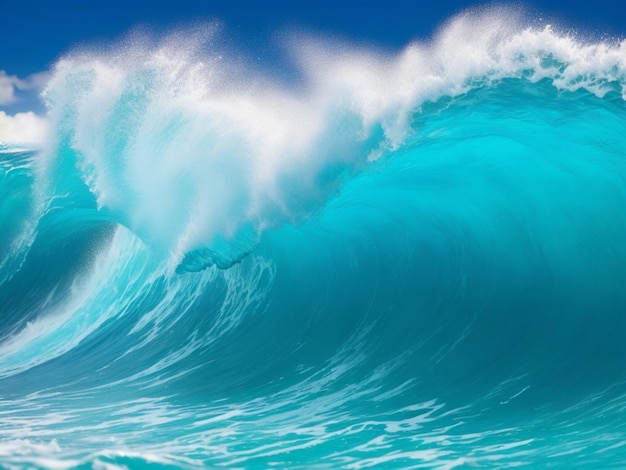 Foto un primer plano de una hermosa ola azul del mar