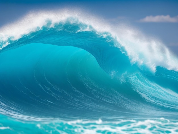 Foto un primer plano de una hermosa ola azul del mar