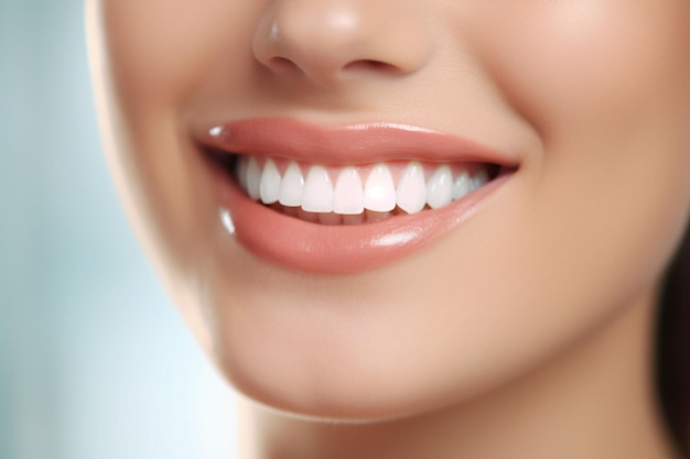 primer plano de una hermosa sonrisa dientes blancos boca femenina