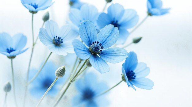 Un primer plano de las hermosas flores azules en flor