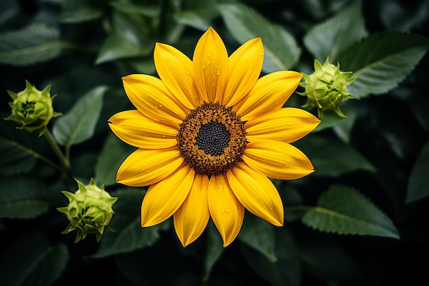 Un primer plano de los hermosos girasoles