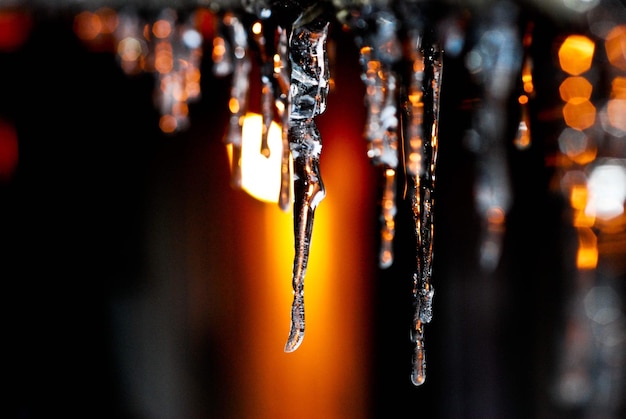 Foto primer plano del hielo por la noche