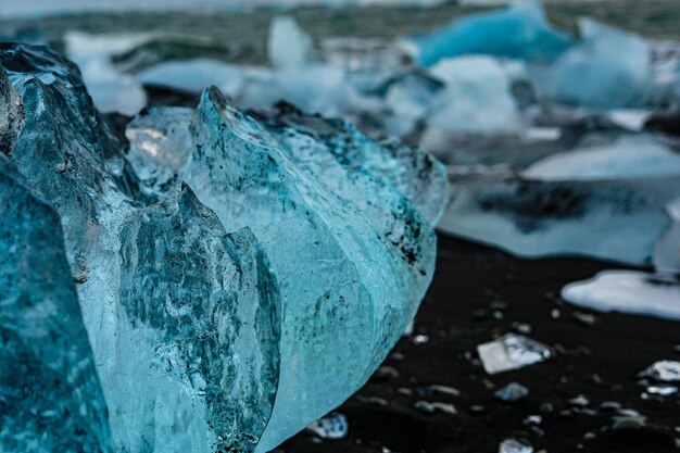 Un primer plano del hielo