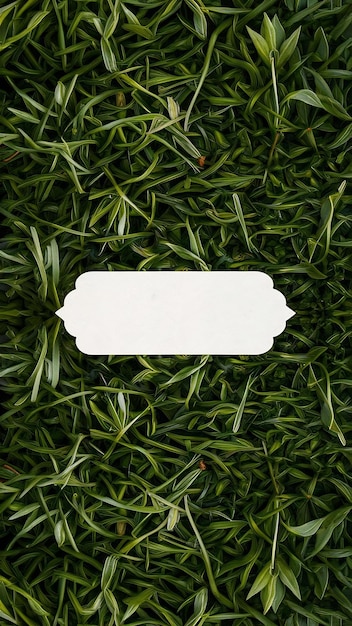 Un primer plano de una hierba aromática con una etiqueta en blanco