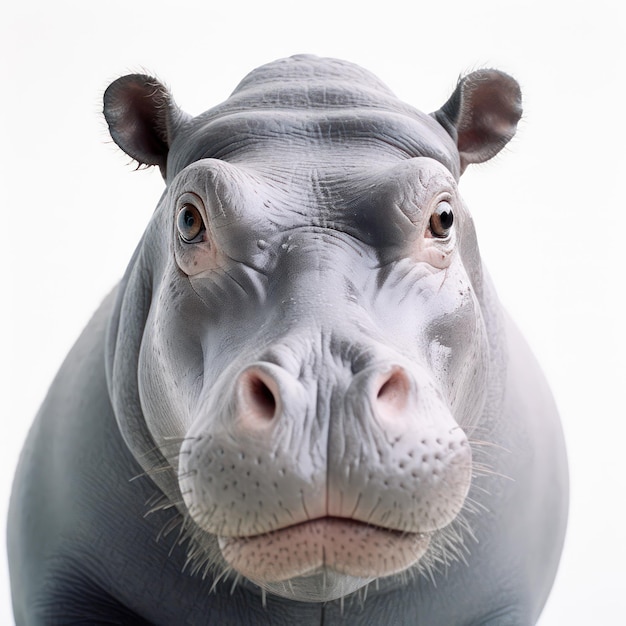 Foto un primer plano de un hipopótamo mirando directamente a la cámara