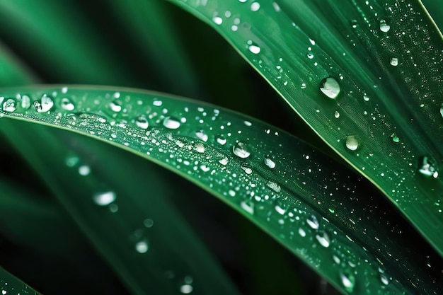 un primer plano de una hoja con gotas de agua en ella