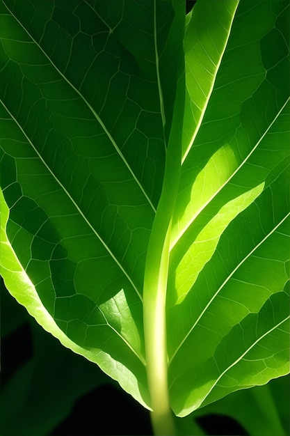 Un primer plano de una hoja de lechuga verde.