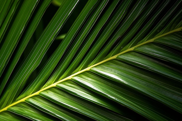 Un primer plano de una hoja de palma