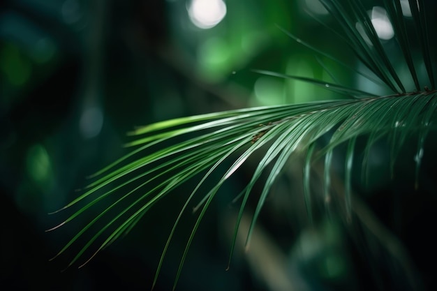 Un primer plano de una hoja verde en un árbol IA generativa