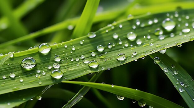 Un primer plano de una hoja verde con gotas de agua en ella