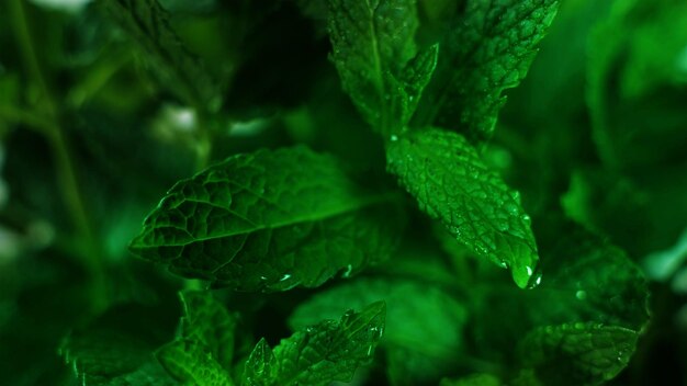 un primer plano de una hoja verde con gotas de agua