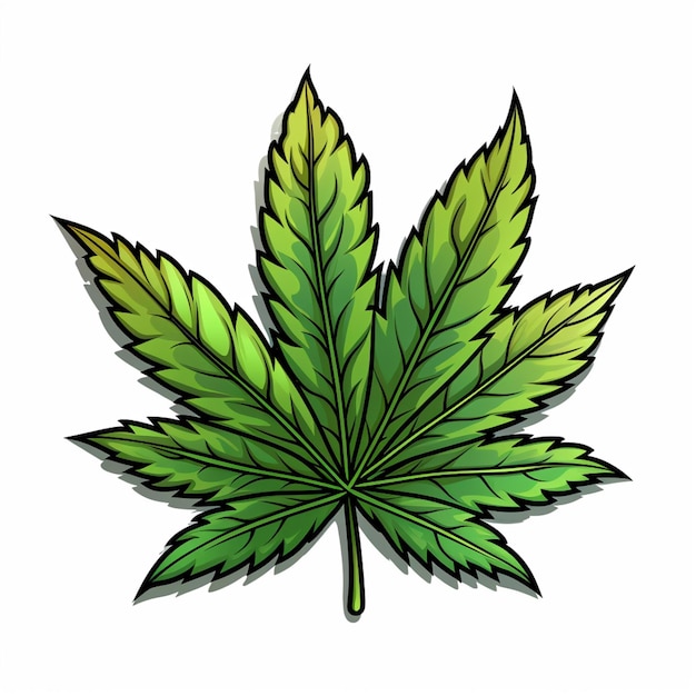 un primer plano de una hoja verde sobre un fondo blanco ai generativo