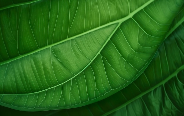 Un primer plano de una hoja verde con las venas visibles.