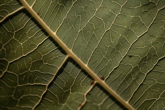 Primer plano de una hoja con vetas intrincadas y textura visible