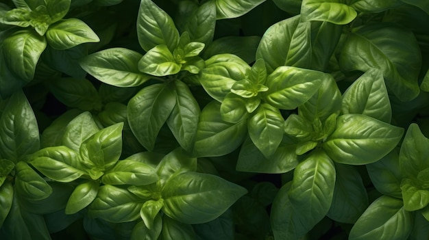 Un primer plano de hojas de albahaca en un jardín.