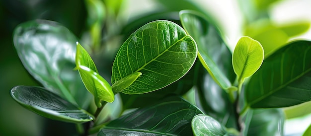 Un primer plano de las hojas de un ficus