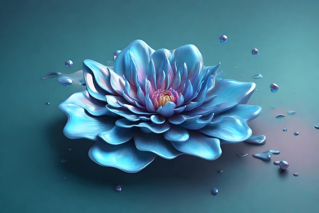 Foto primer plano holográfico en 3d de una flor en tecnicolor primavera hermosa flor grande aislada arte digital en 3d